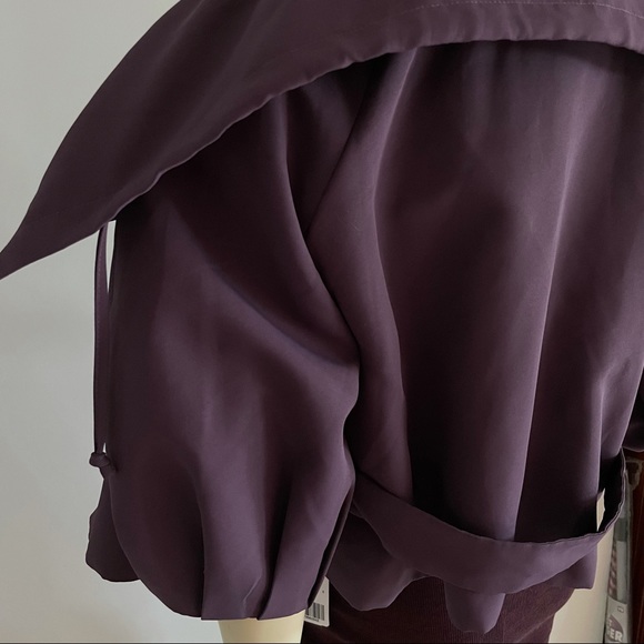 Purple oversized collar cropped jacket with snap buttons and pockets - Picture 6 of 7